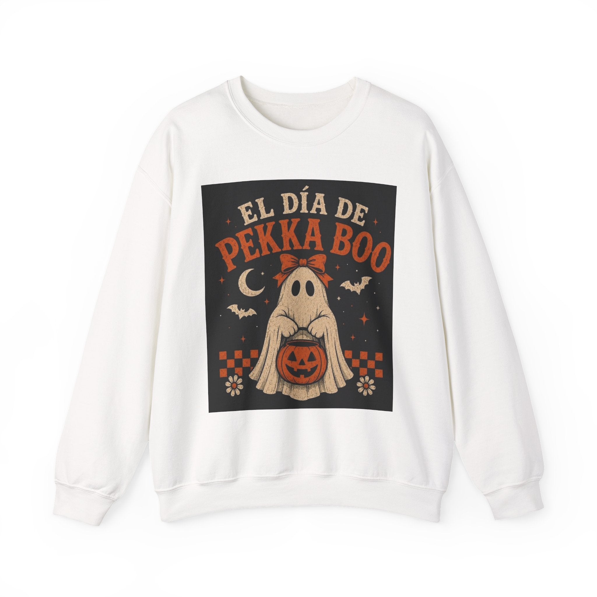 Pekka Boo Halloween Sweatshirt — "El Día de Pekka Boo" Ghost Crewneck