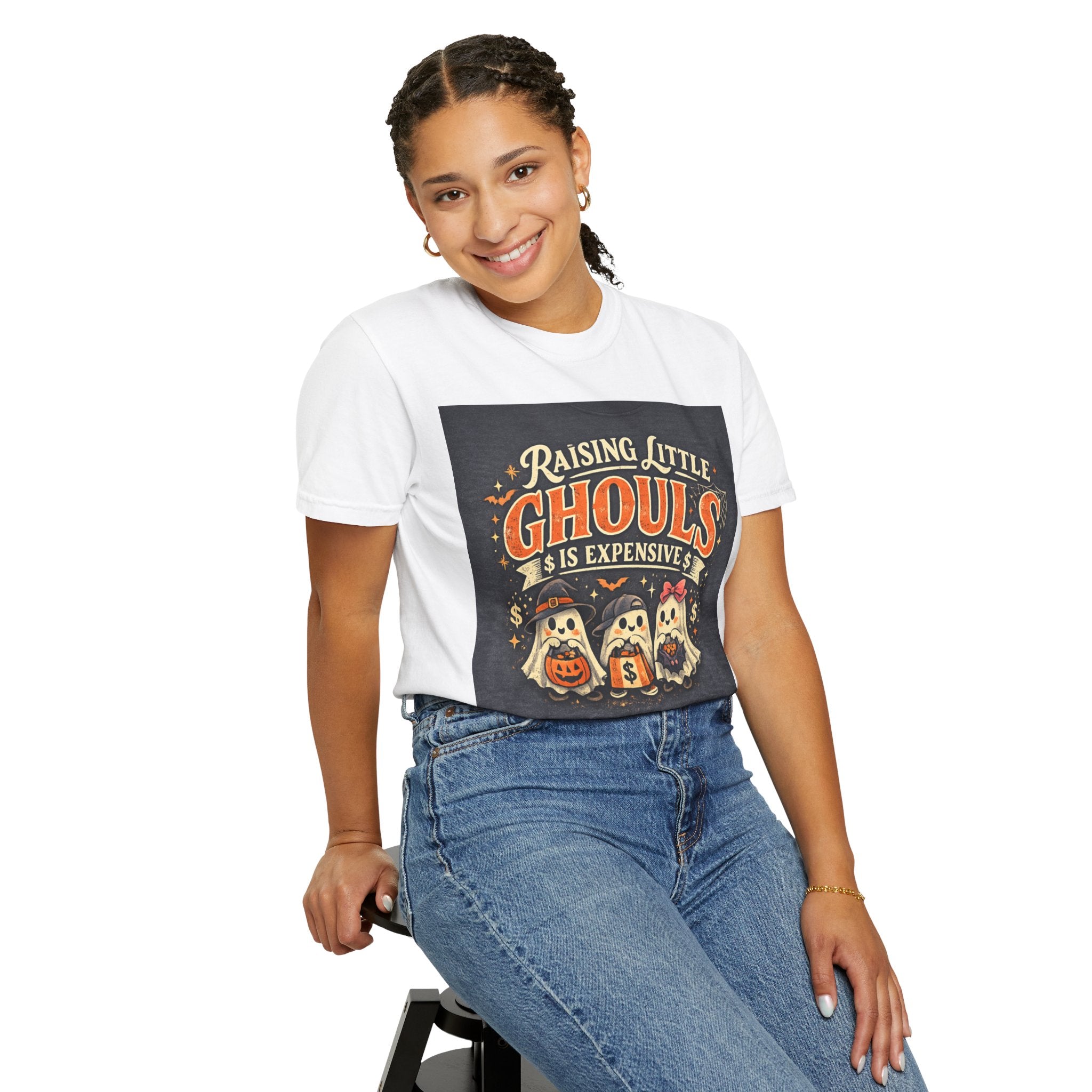 Halloween Kids Tee — "Raising Little Ghouls Is Expensive" Ghost Costume T-Shirt