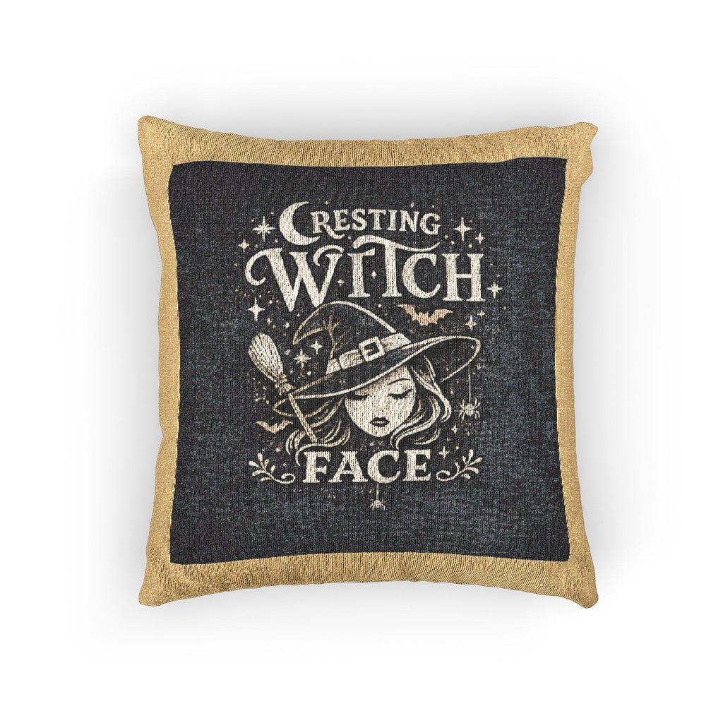 Woven Pillow — 'Greeting Witch Face' Halloween Decorative Pillow