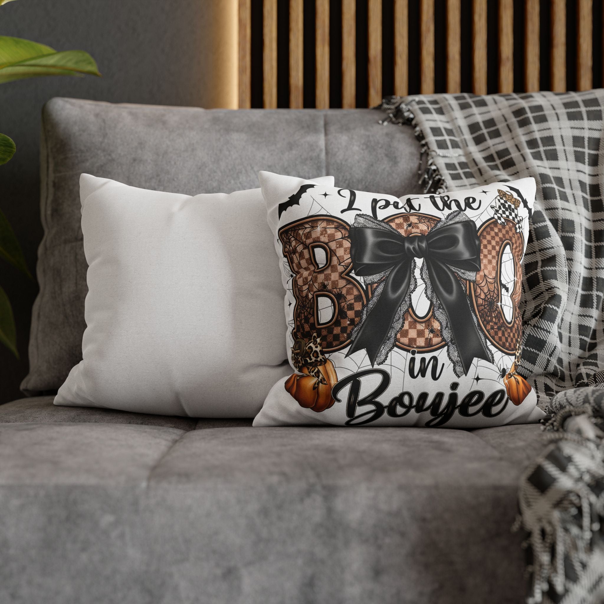 Boujee Boo Halloween Pillowcase — "I Put the Boo in Boujee" Decorative Throw Pillow Cover