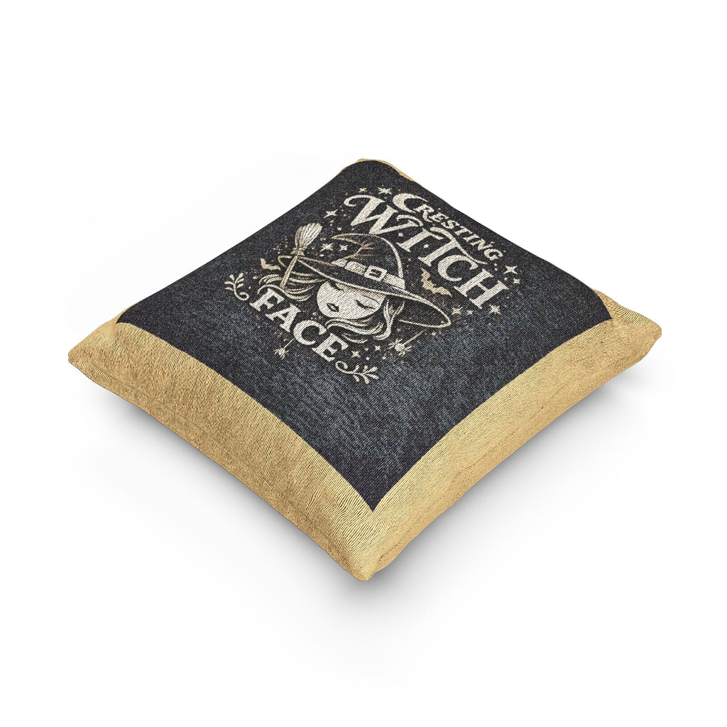 Woven Pillow — 'Greeting Witch Face' Halloween Decorative Pillow